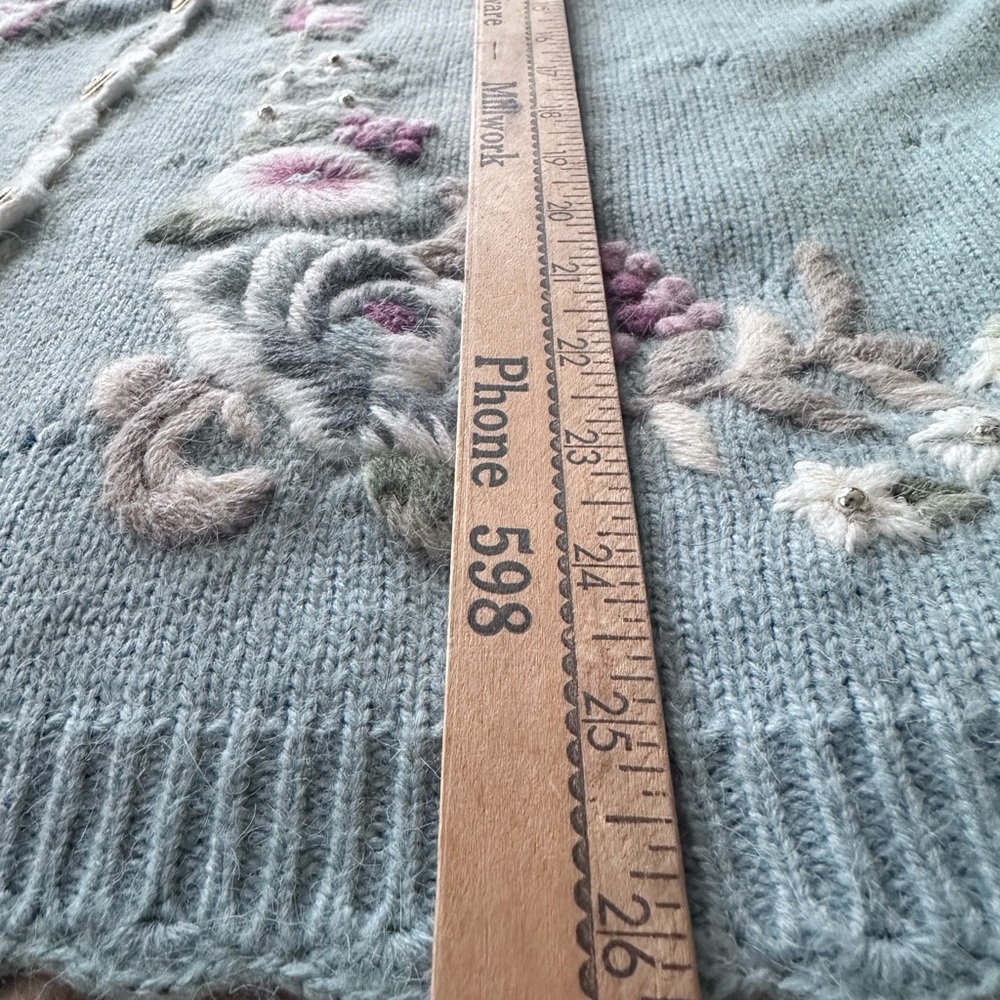 Vintage 1990s Koret Baby Blue Floral Embroidered Vest Cottagecore Size XL - Picture 9 of 10
